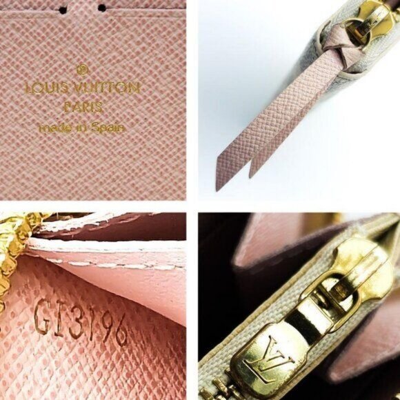 Authentic Louis Vuitton Damier Azur Clemence Zippy Wallet Rose Ballerine Pink - Picture 7 of 8